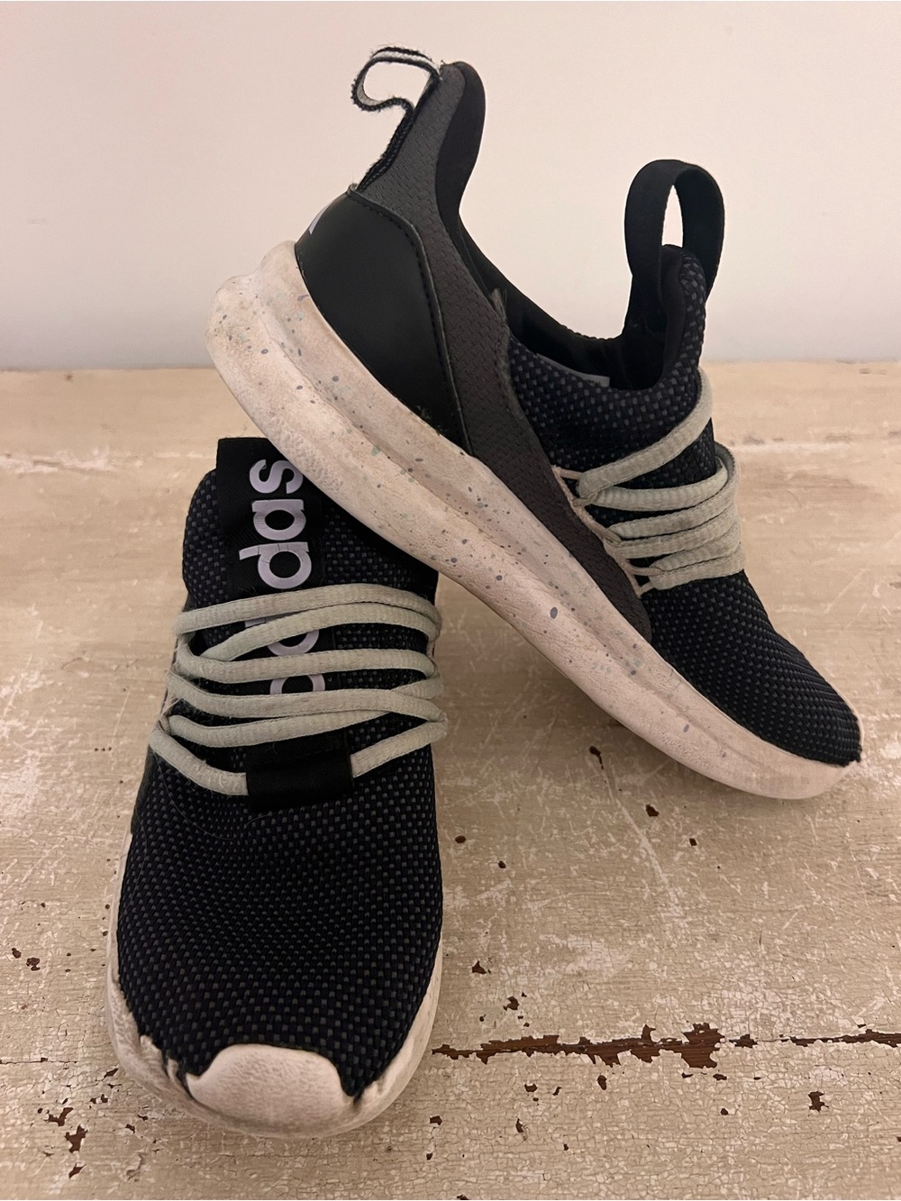 3/$15 Adidas Kids Black Knit Athletic Sneakers